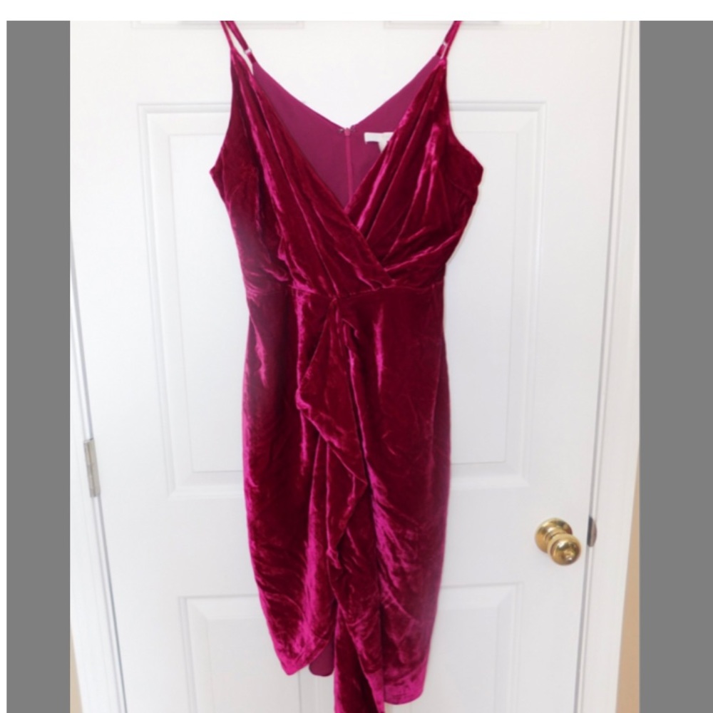 Hot pink velvet cocktail dress